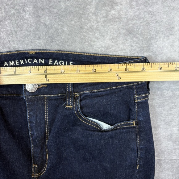 American Eagle Jeans Womens 10 Dark Blue High Rise Jegging Super Stretch - Picture 2 of 8
